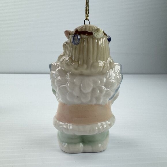 Set of 3 Vintage Ceramic Angel Ornaments Pastel Gold Trim Christmas - Picture 8 of 11